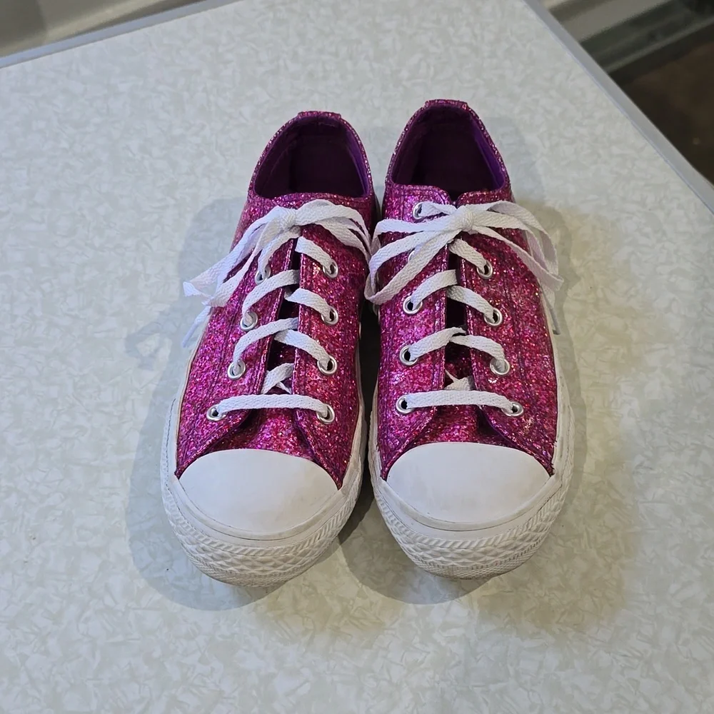 Converse Pink Glitter Low All Star‎ Sneakers, Sz 3 Junior